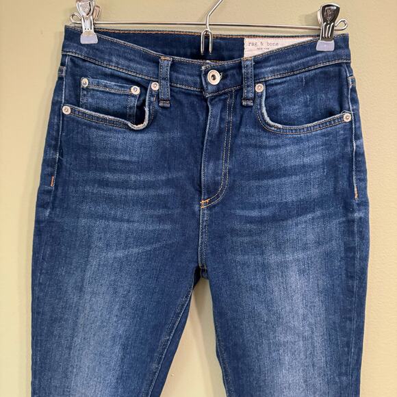 Rag & Bone Jeans Women 26 Blue Medium Wash High Rise Ankle Skinny Raw Hem - Picture 3 of 15
